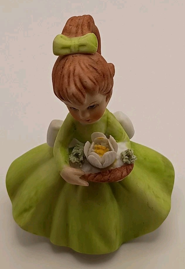 Vtg. Kitch Napcoware Flower Girl Of The Month Birthday Figurine July Water Lily