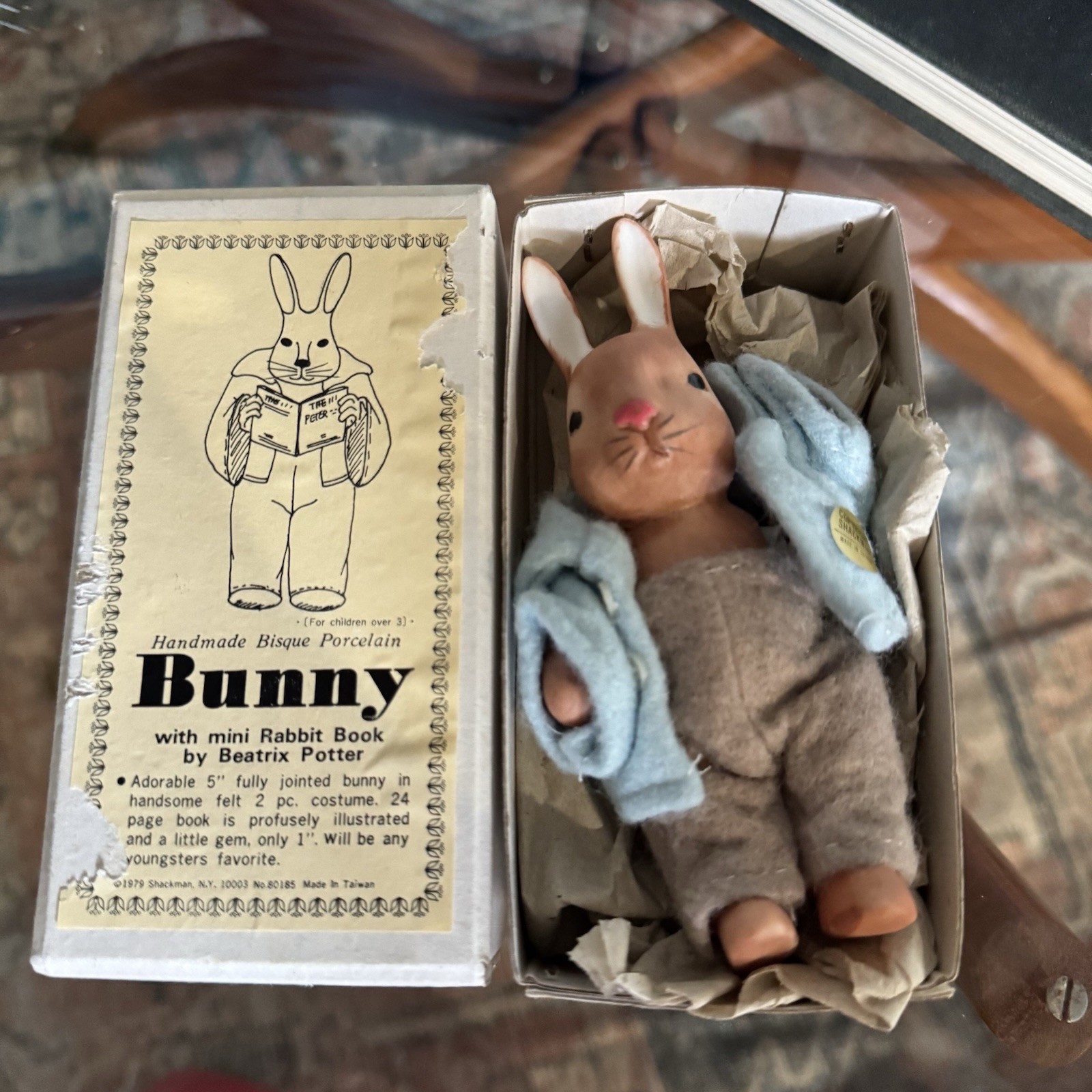1979 Shackman Beatrix Potter Bisque Porcelain Easter Bunny Rabbit w/Box NOS NIB