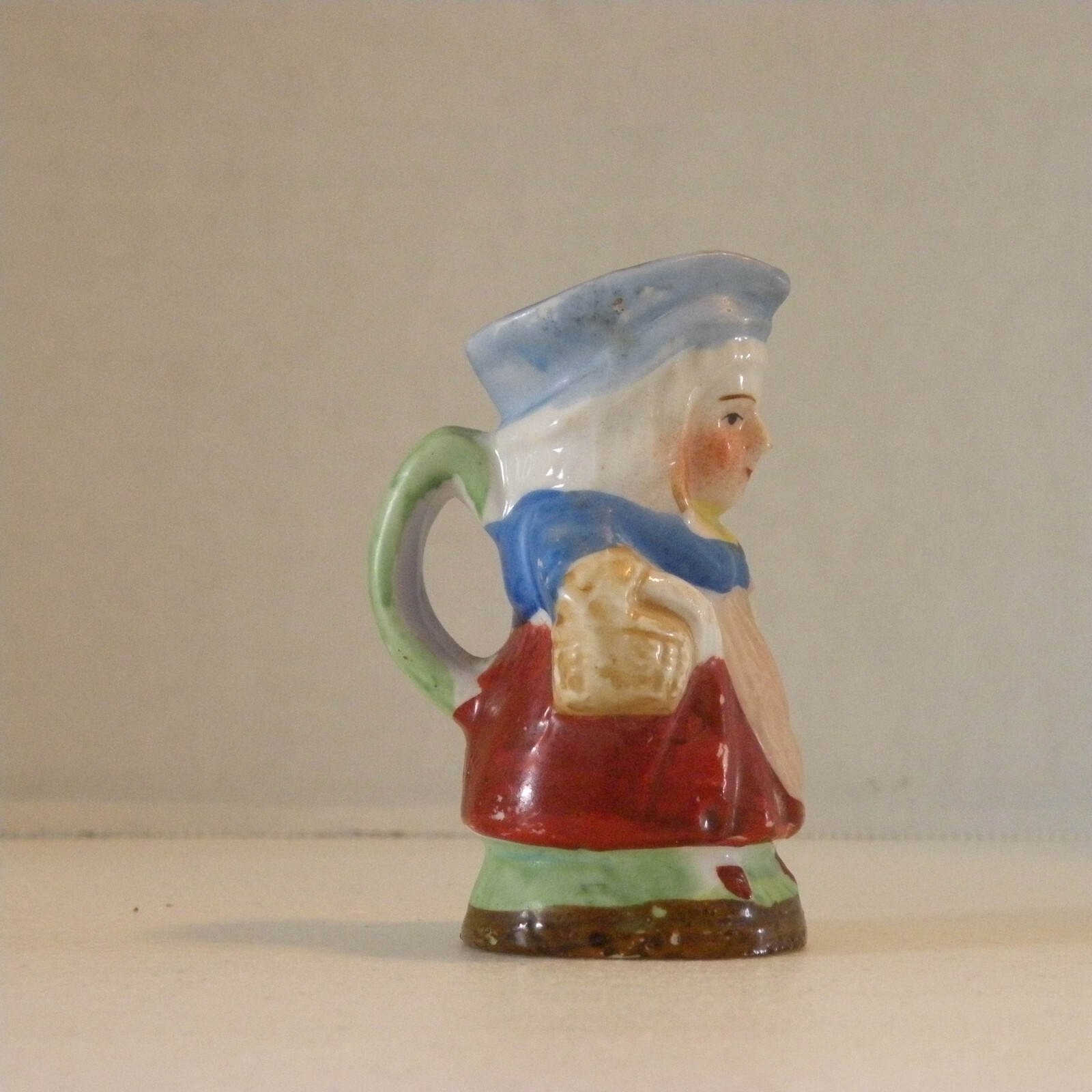 Vintage Mini Toby Style Ceramic Colonial Woman Mug Jug Made in Occupied Japan
