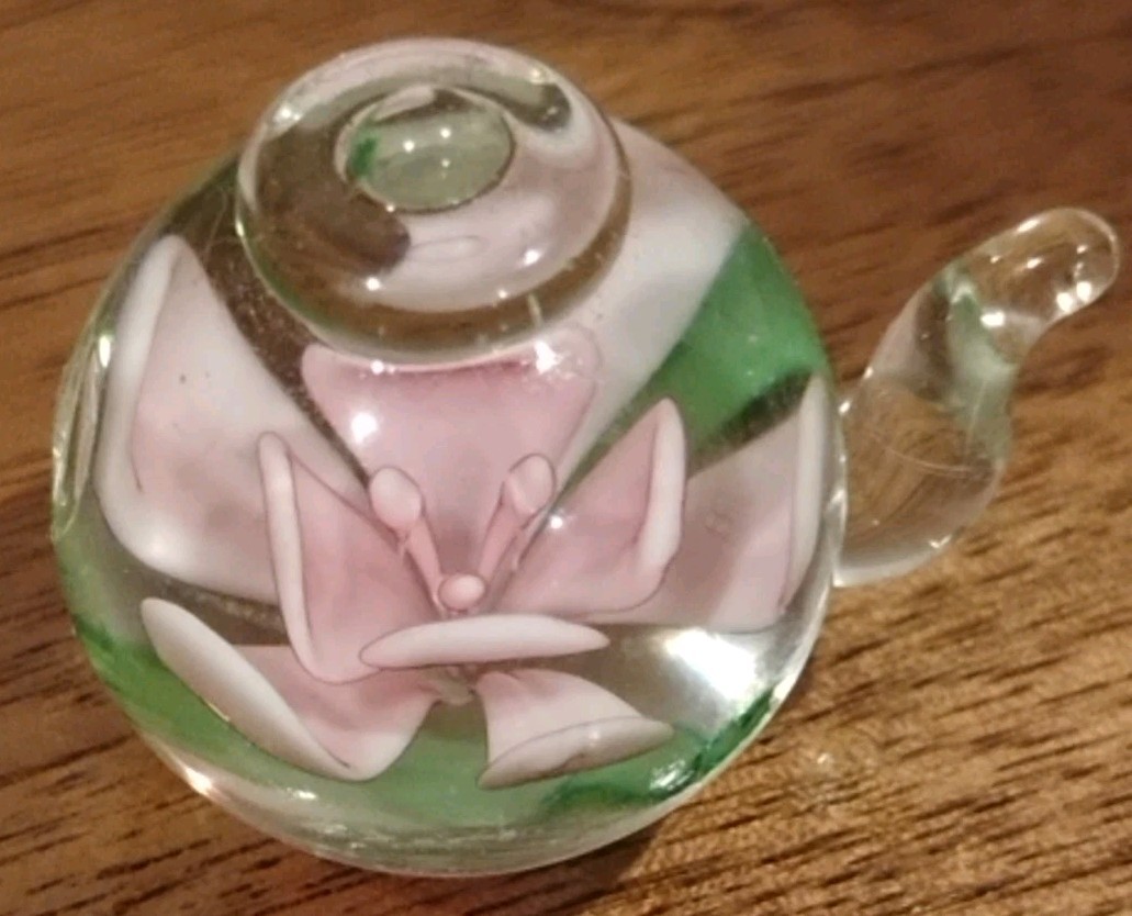 Mini Glass Teapots w Blue, Yellow, Green, White, Red and Pink(no handle) Flowers