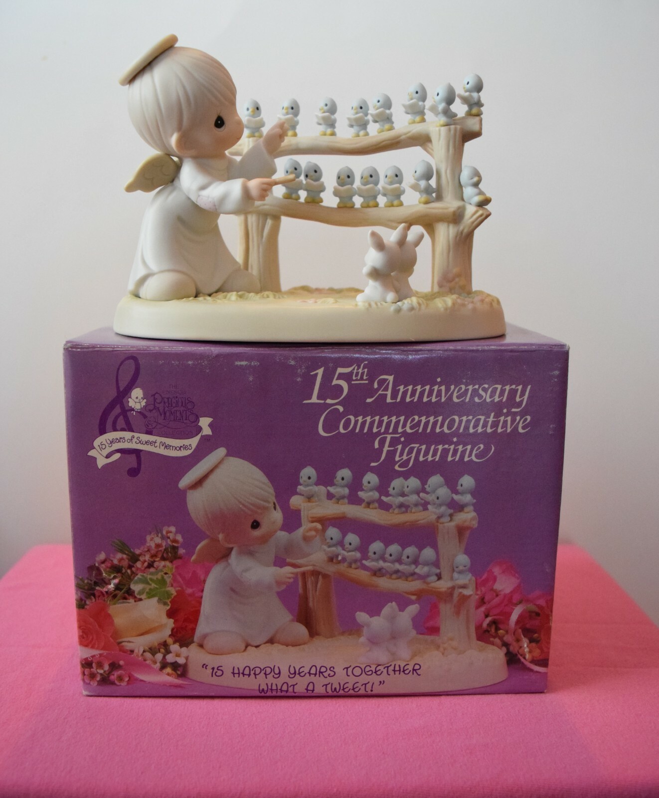 Precious Moments 15 Happy Years Together, What A Tweet! Mint in box. #530786