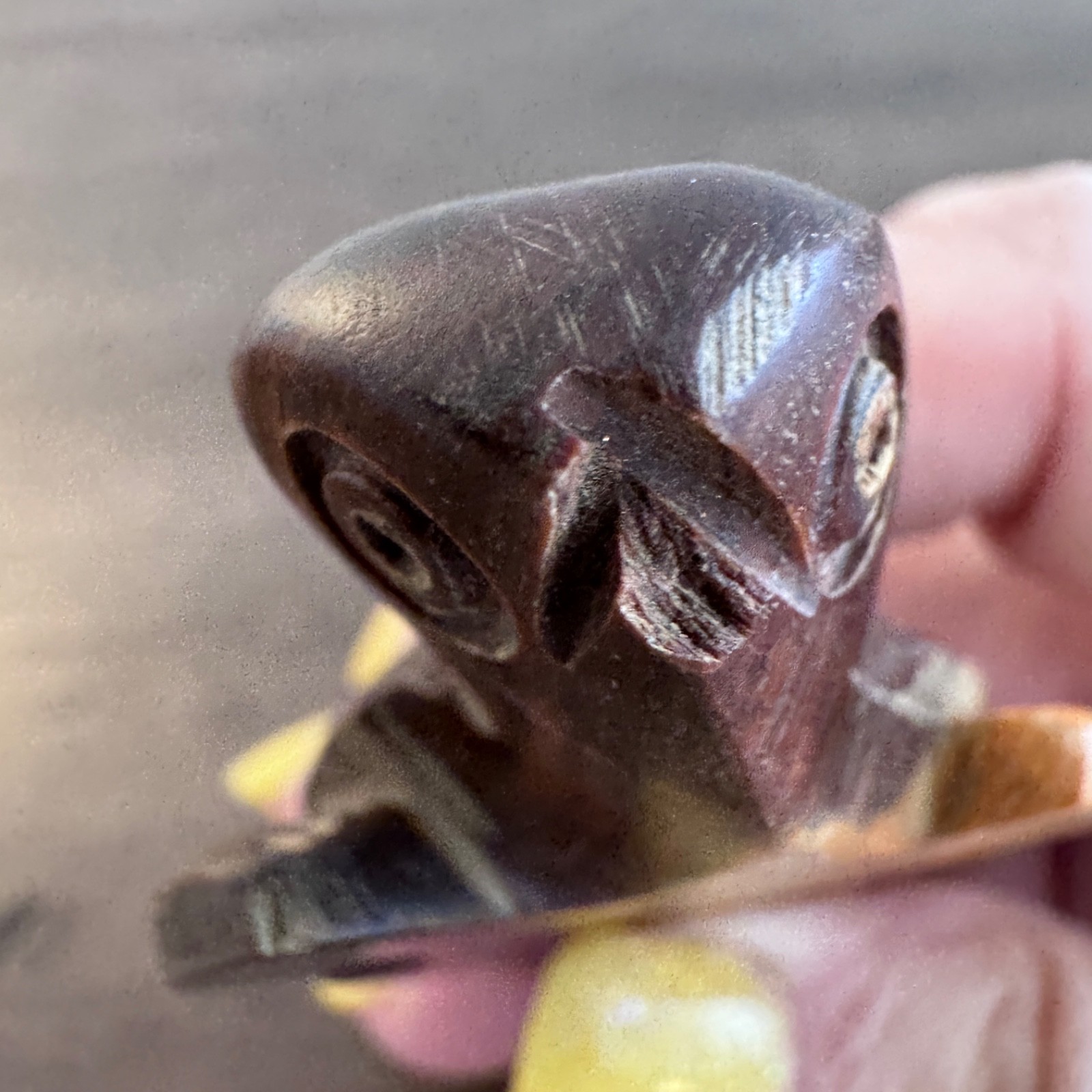 Vintage Small Teak Wood Hand Carved Folk Art Sea Turtle Figurine Collectible