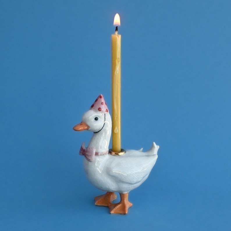 Pink Goose Cake Topper| Handcrafted Porcelain Figurine| Collectable Heirloom Art