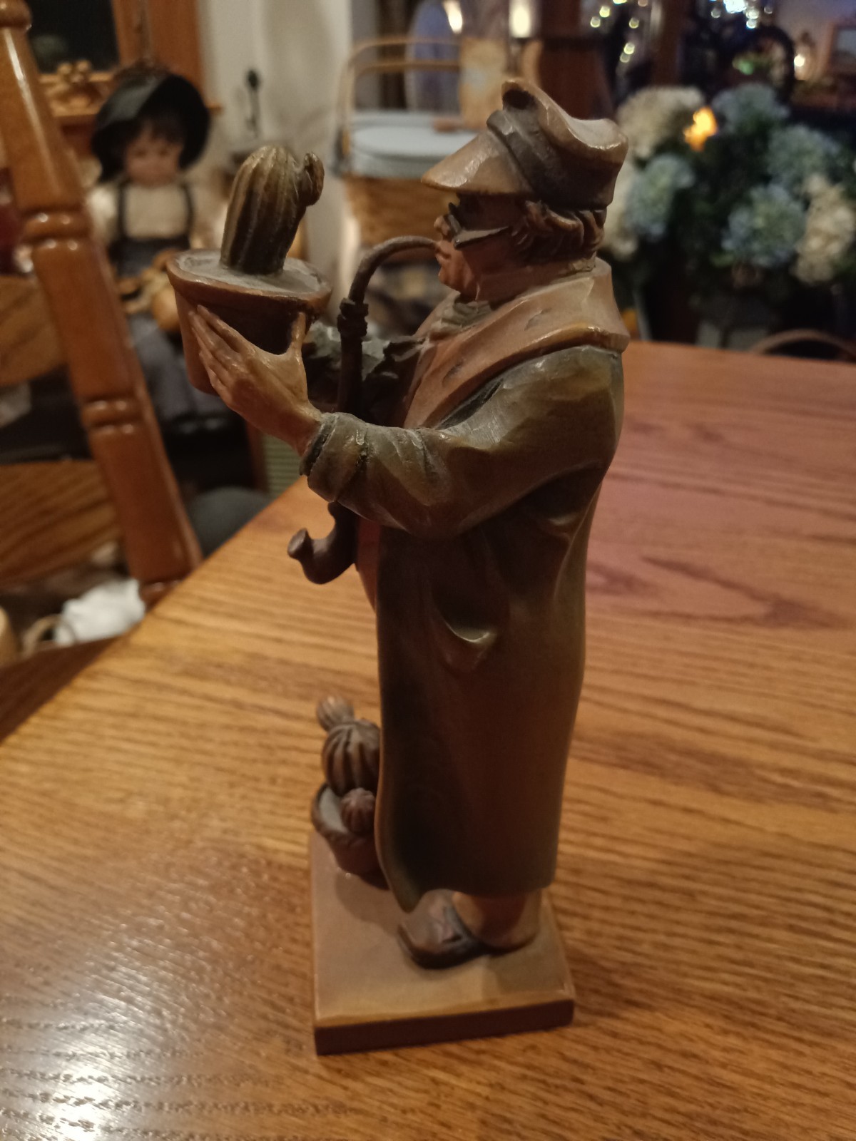 Vintage ANRI Italy “The Cactus Lover” Wood Figurine Carving
