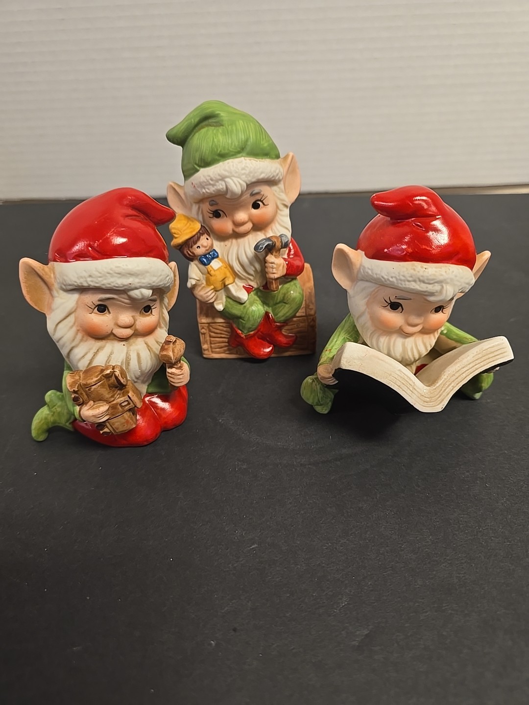Homco #5406 Vintage Christmas Elf Elves Figurines Trio Ceramic – Set of 3