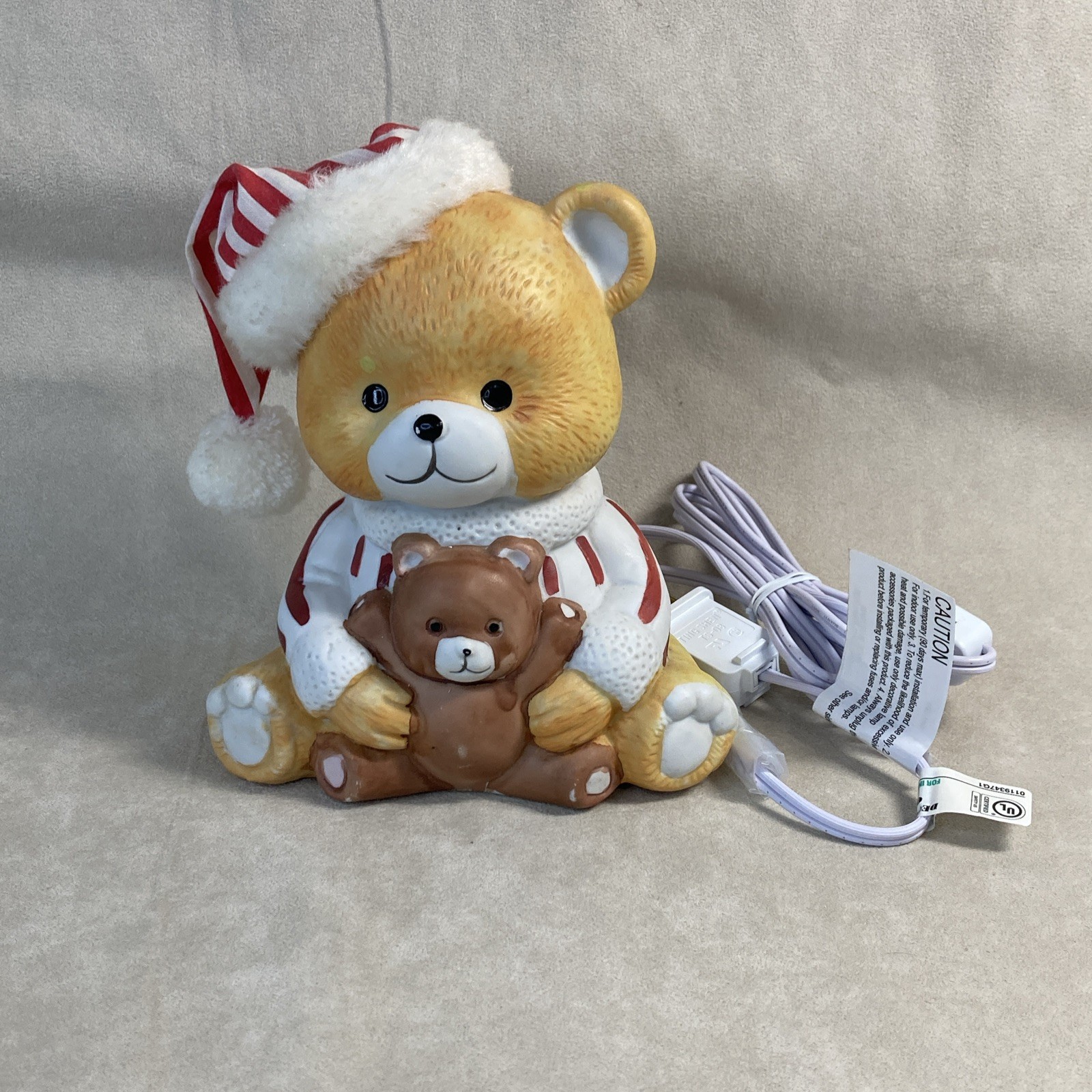 Porcelain Bear with it’s Teddy Bear Night Light Table Lamp With replaced plug-in