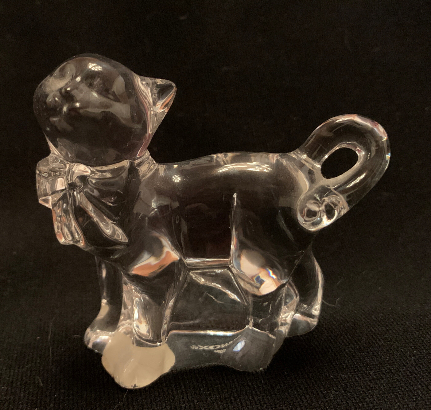 Lenox Fine Crystal “Sassy” Cat w/Bow Figurine Made in Germany 3.75” Tall