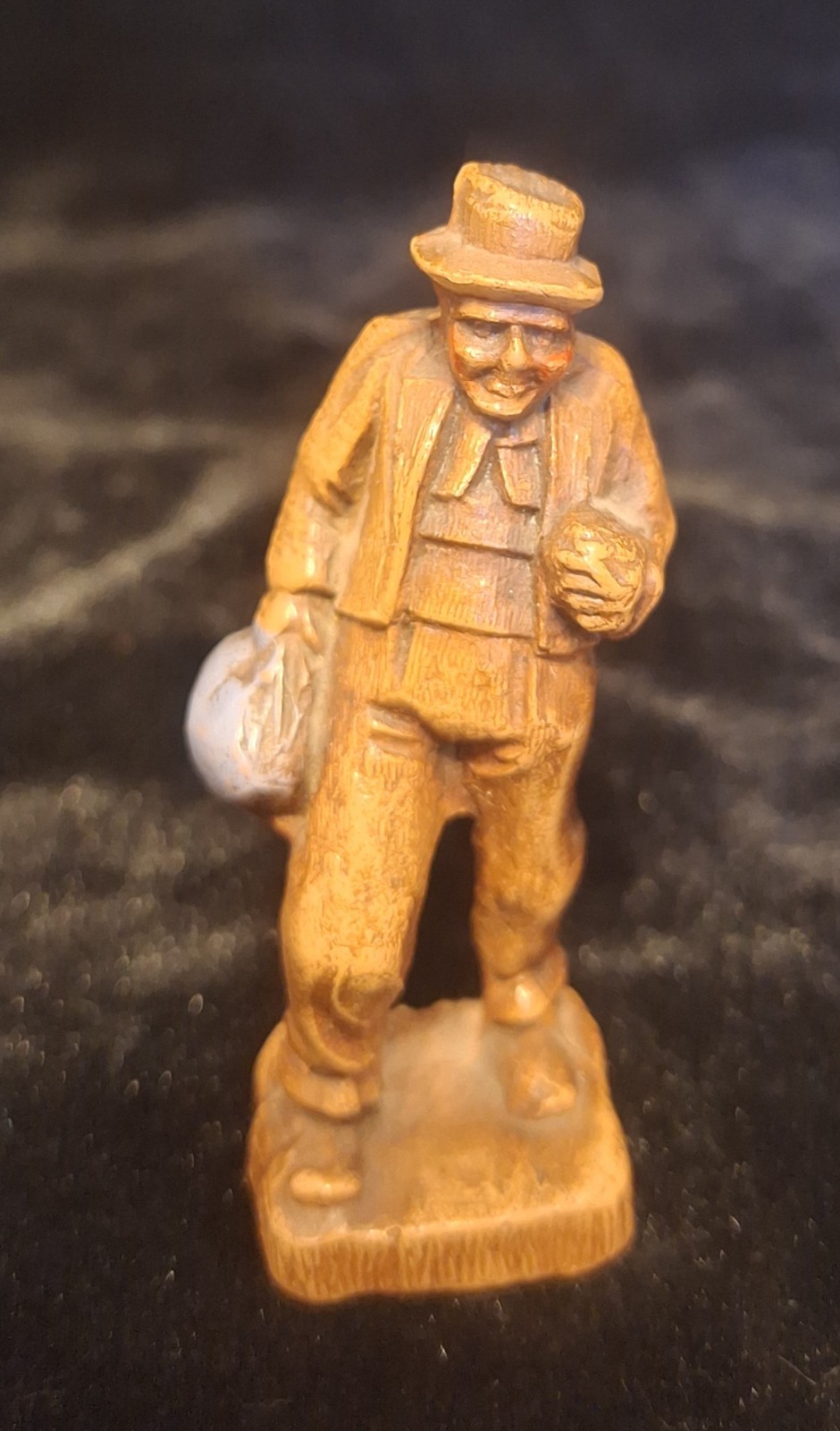 Vtg Miniature Wood Carving Traveling Man Oberammegau Germany 3 In