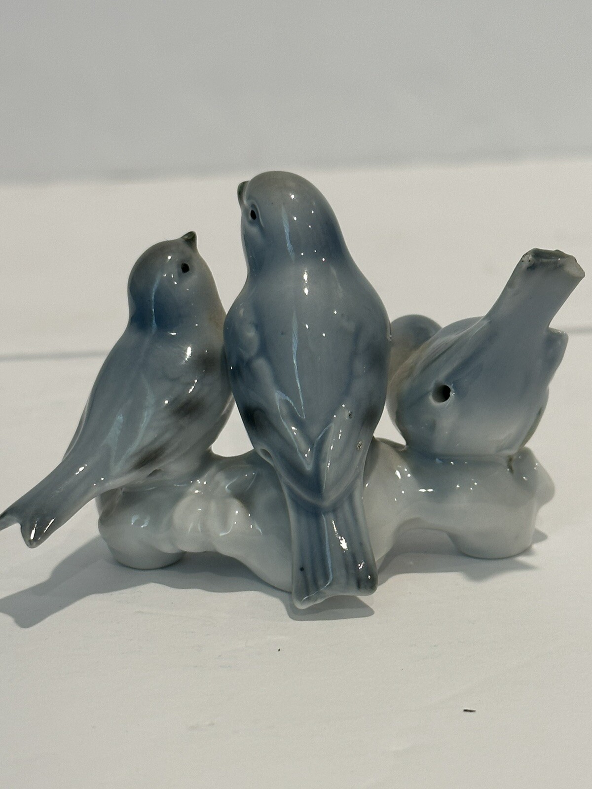 Vintage Western Germany 3 Blue Birds on a Branch Porcelain Figurine