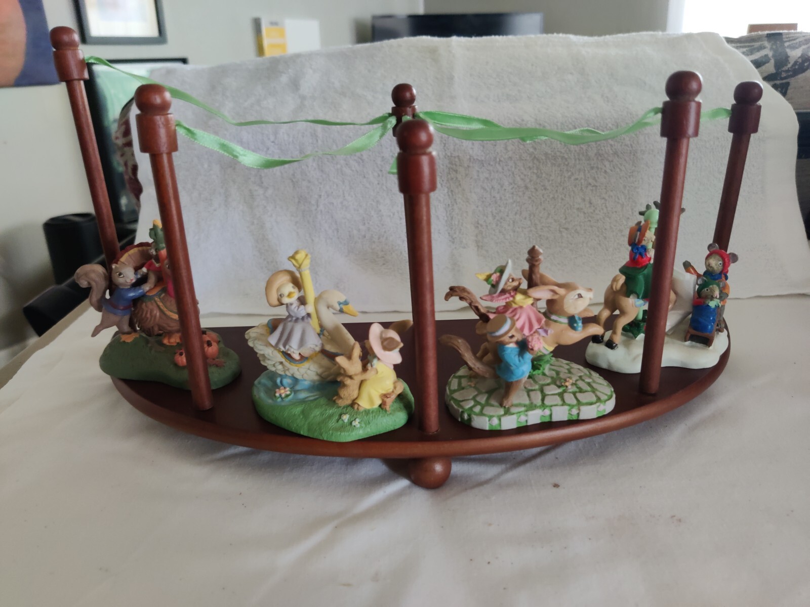Vintage Avon Carousel Wonderland Miniatures 4 – with Display Stand (Rare) 1993