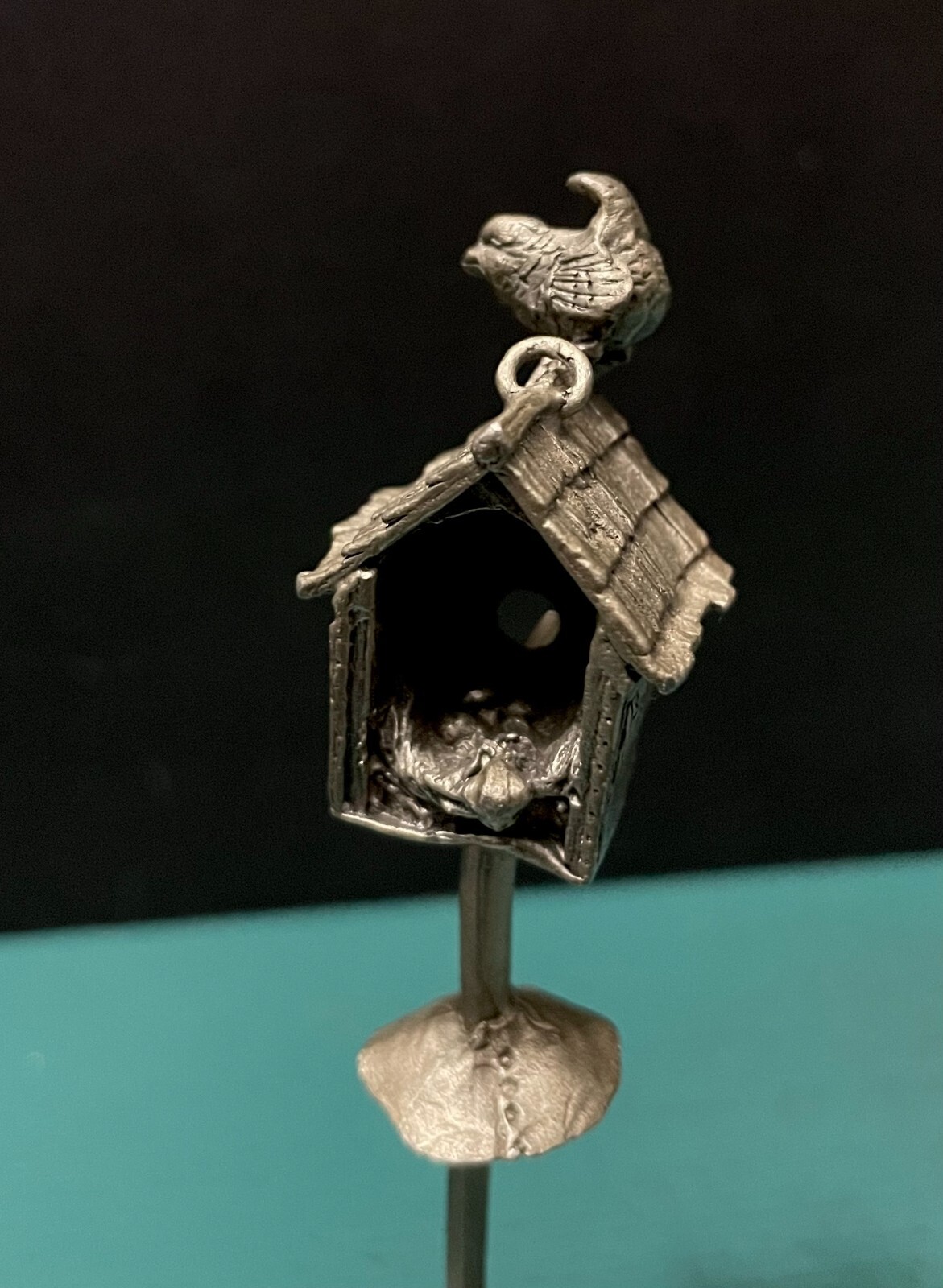 Boyd Perry Rawcliffe Pewter Birdhouse Baby Eggs Nest Wildlife Mini Art Figurine