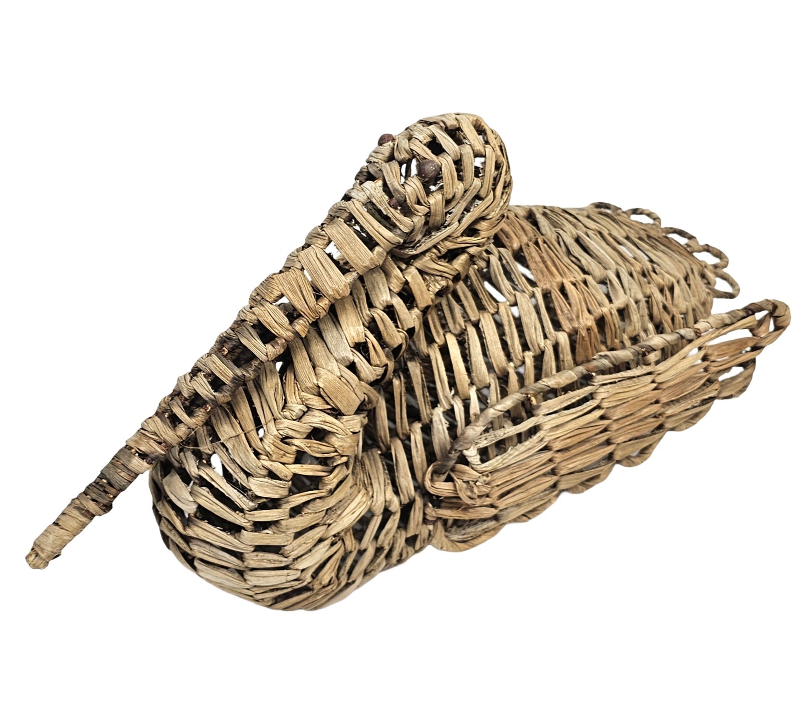 Large 21″ Vintage Woven Wicker Seagrass Pelican Sculpture | Boho Coastal Decor
