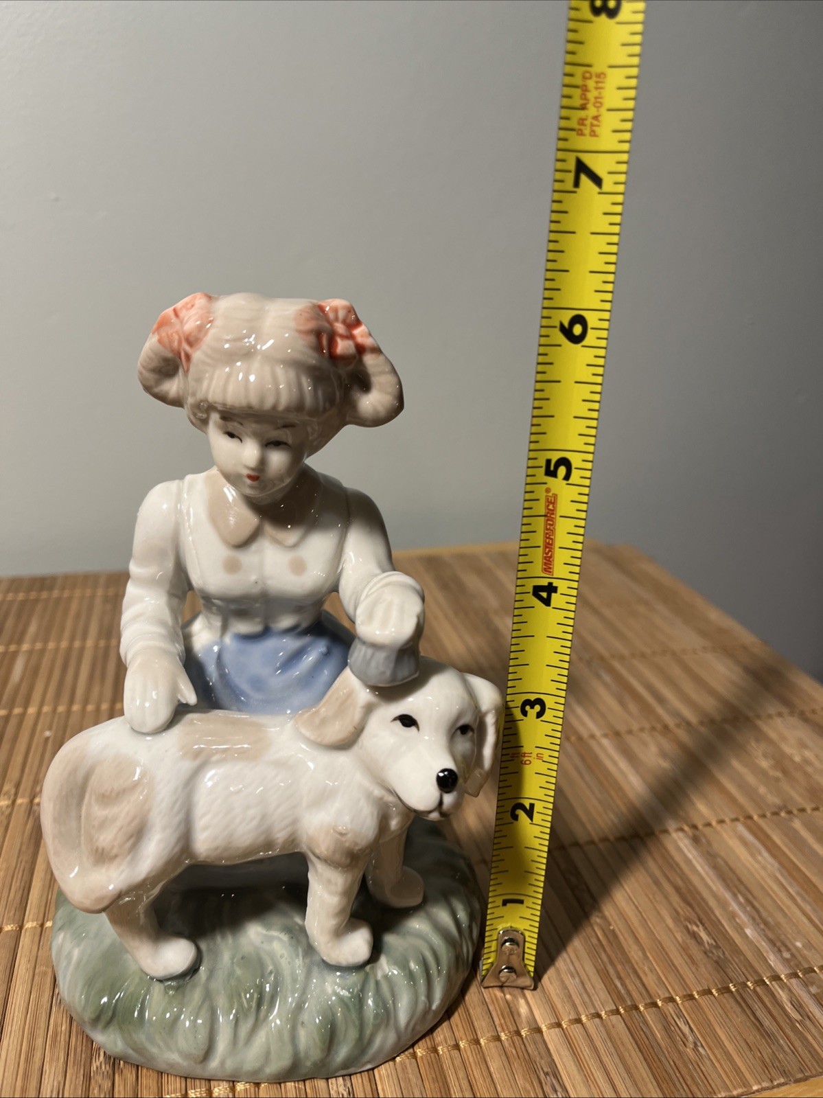Lomonosov Porcelain USSR/Russian Girl with Dog Young Border Guard Figurine