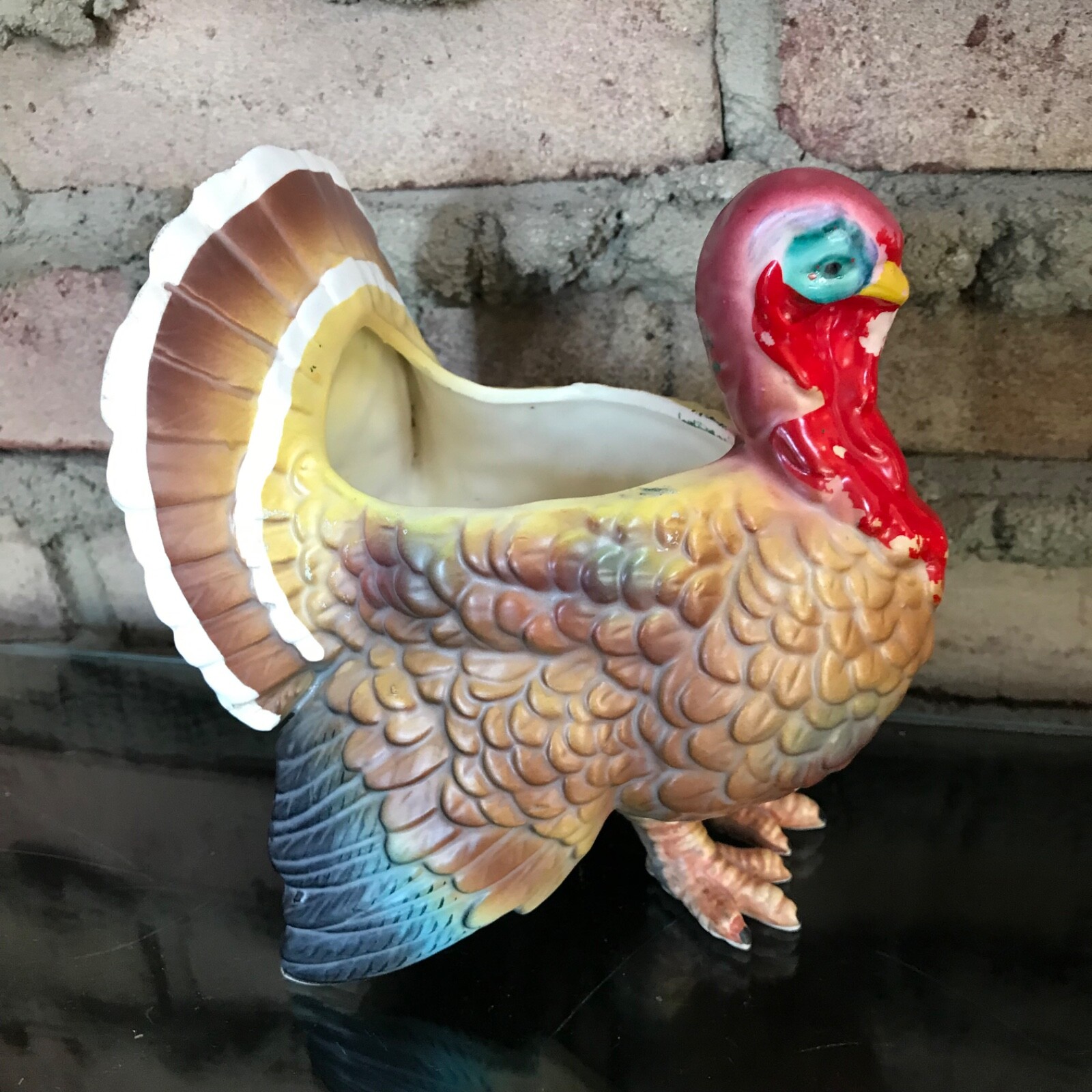 Vtg Lego TURKEY Planter w/Feet Porcelain JAPAN Rare! Fine Quality w/sticker