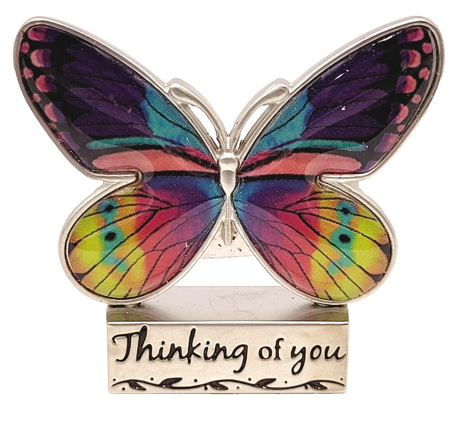 THINKING OF YOU Butterfly Figure Token Metal Desk Shelf Sitter Pocket Charm GANZ
