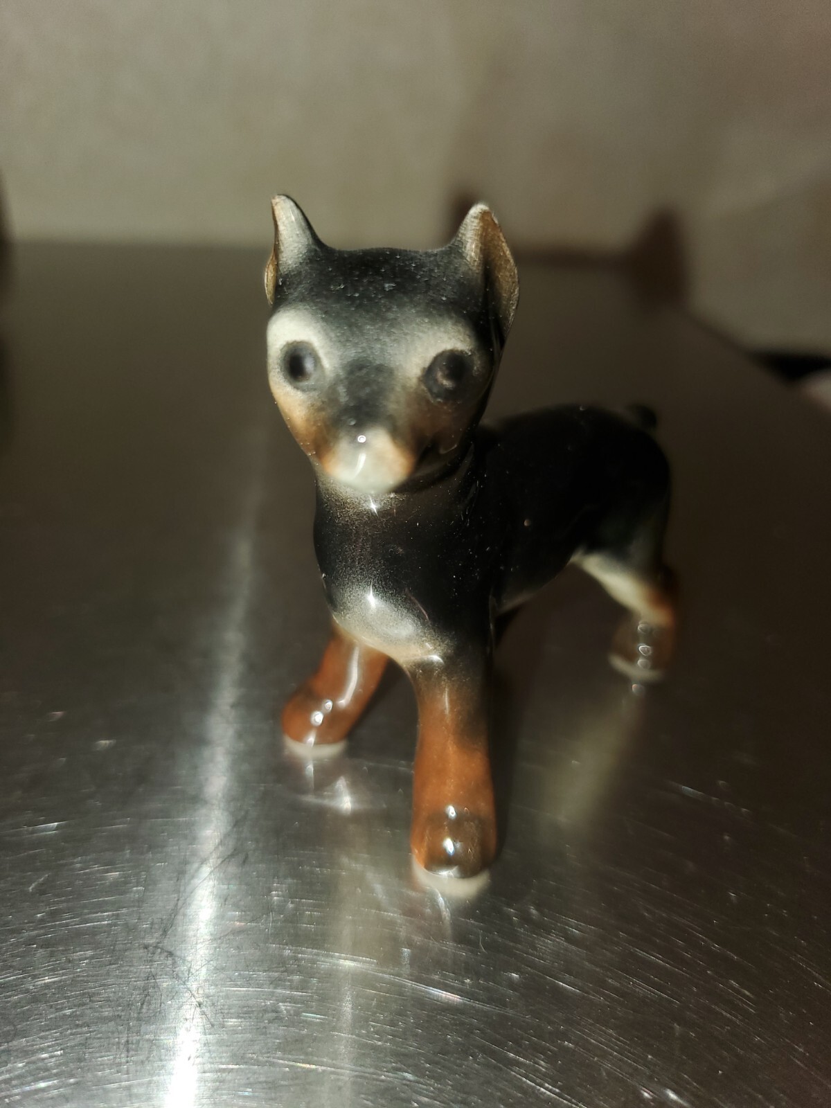 1970s Goebel Porcelain Mini Doberman Pinscher Puppy Dog Figurine W. Germany