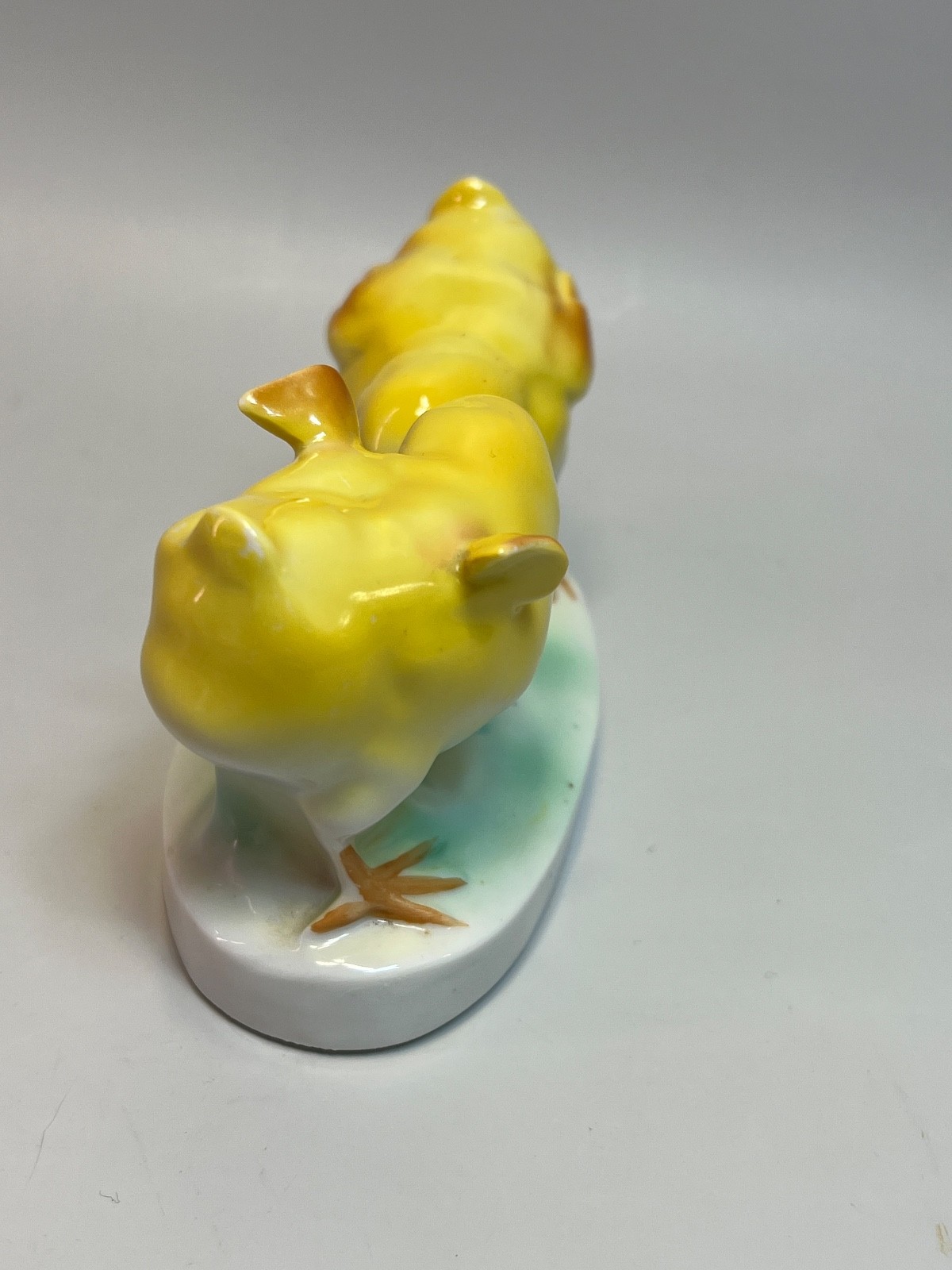 Vintage German Easter Chicken Pecking Baby Chicks Egg Porcelain Figurine