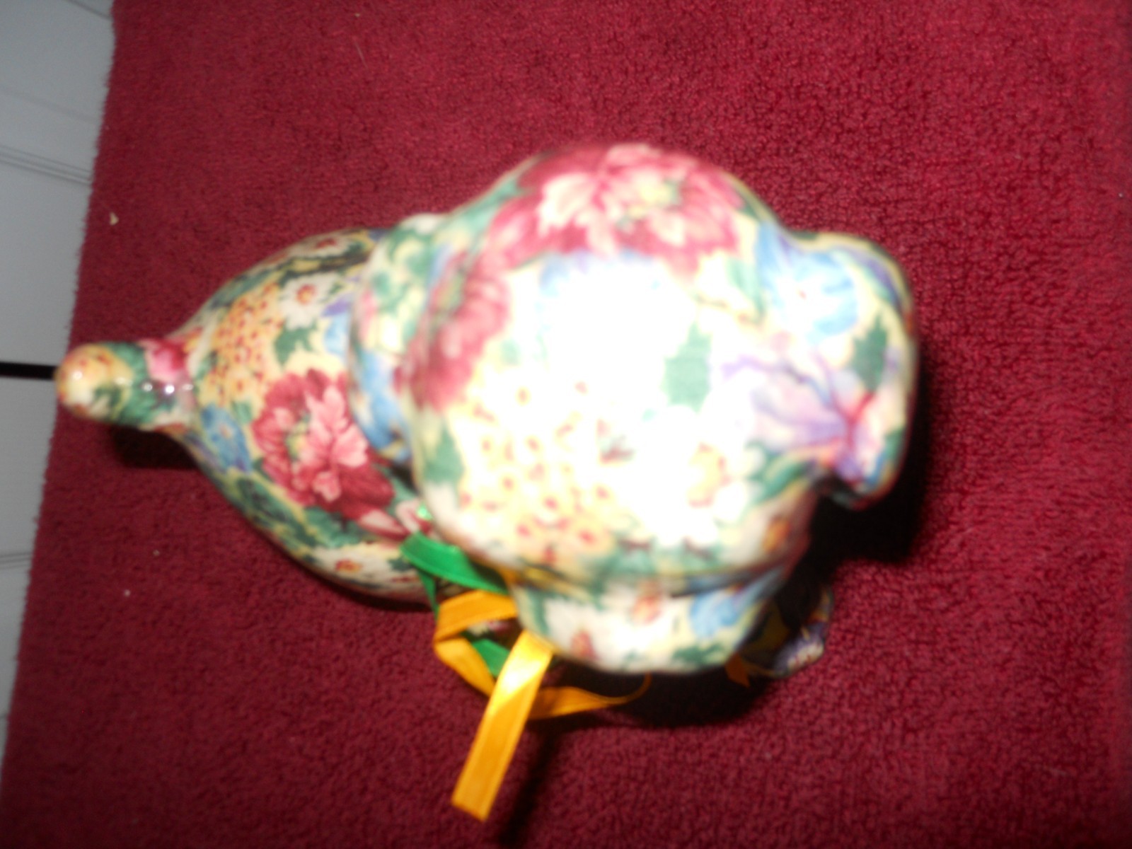 VTG Joan Baker Designs Porcelain Patchwork Decoupage Dog Figurine