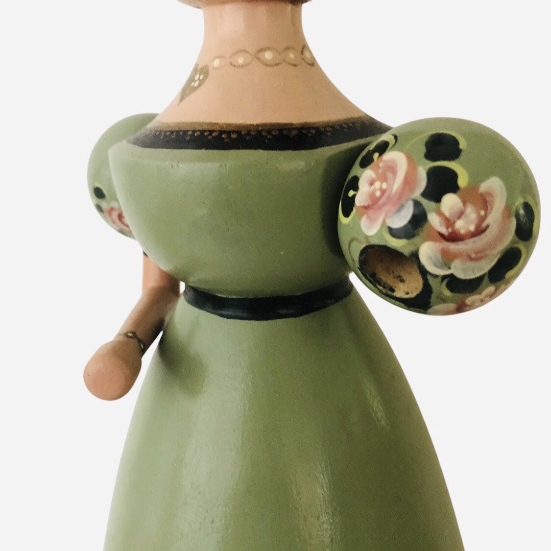 Vtg Folk Art Music Box Lady Hand Painted Plays I Left My Heart in San ￼Francisco