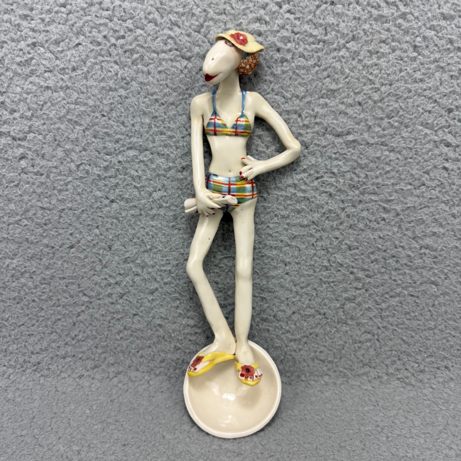 Laura Wilensky Porcelain Figurine Spoon 10″ Signed Handmade Art 1981 Vintage