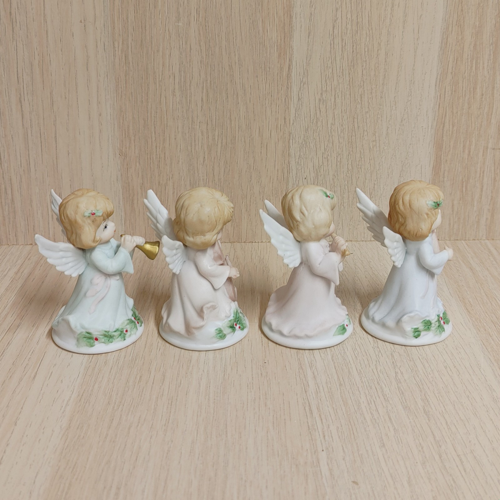 Vintage Lefton Angels Playing Instruments Figurine Set Of 4 Porcelain Christmas