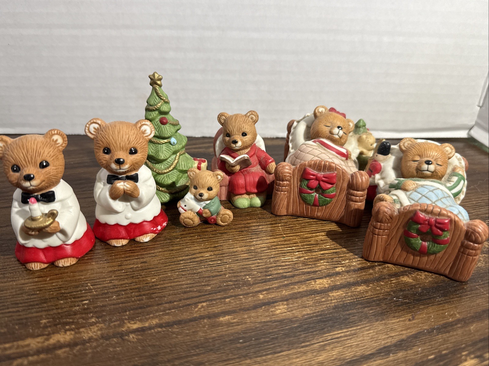 Vintage 90s 7pc Home Interior Family Christmas Bear Figures Various Collections
