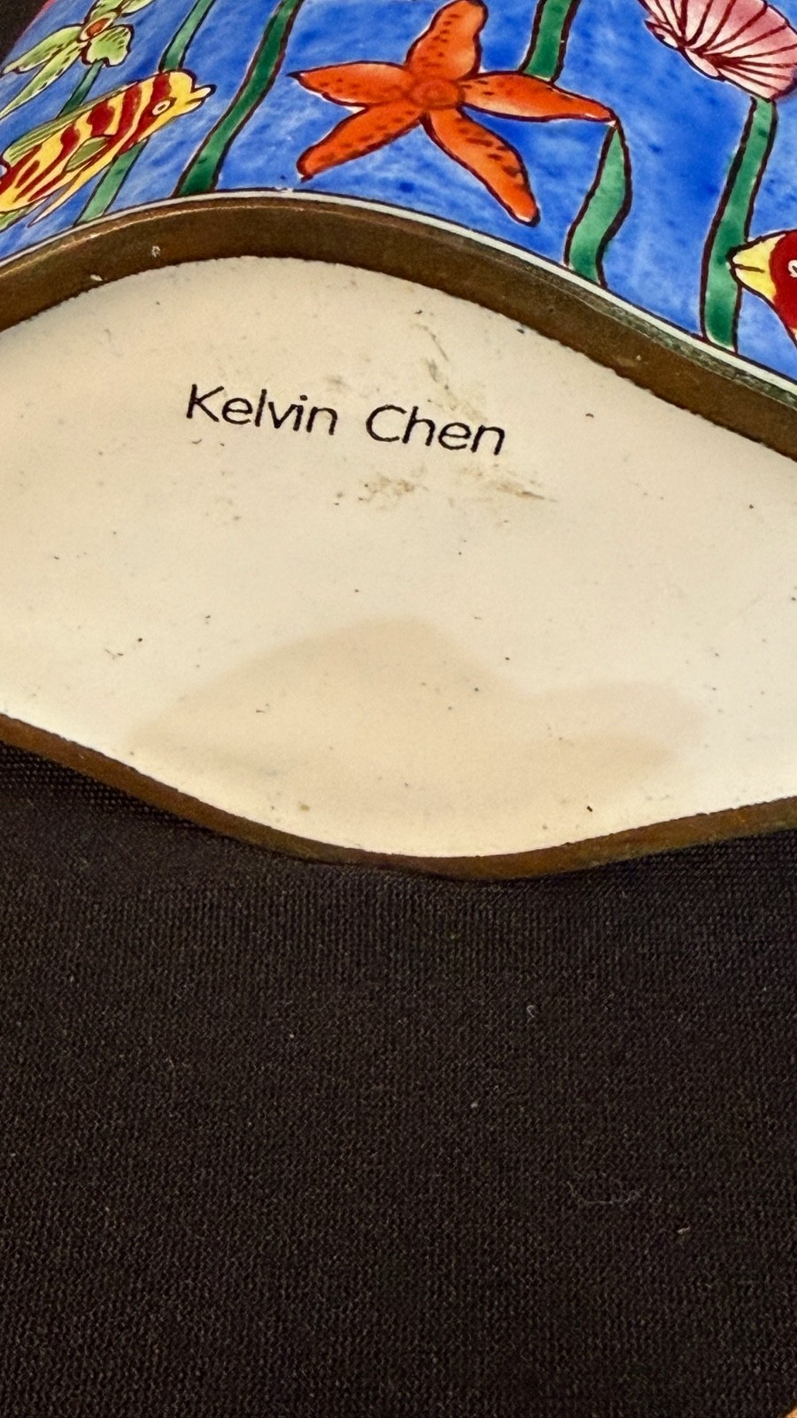 Kelvin Chen Teapot Mini Enameled Sea-life Fish Design