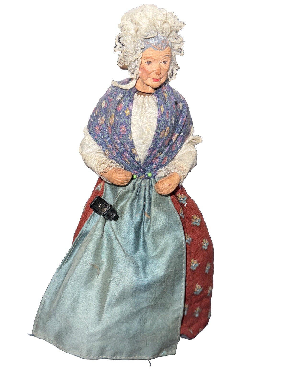 Vtg French Santon 10” Old Woman Lady Signed Sylvette AMY Handmade Figurine