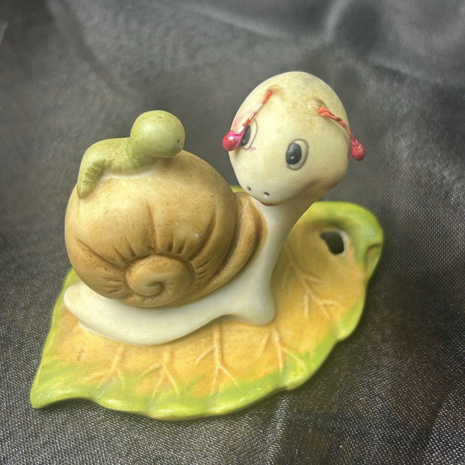 Vintage Homco Bisque Porcelain Garden Critters Snail Set Of 3 (#8902) SEE Pics