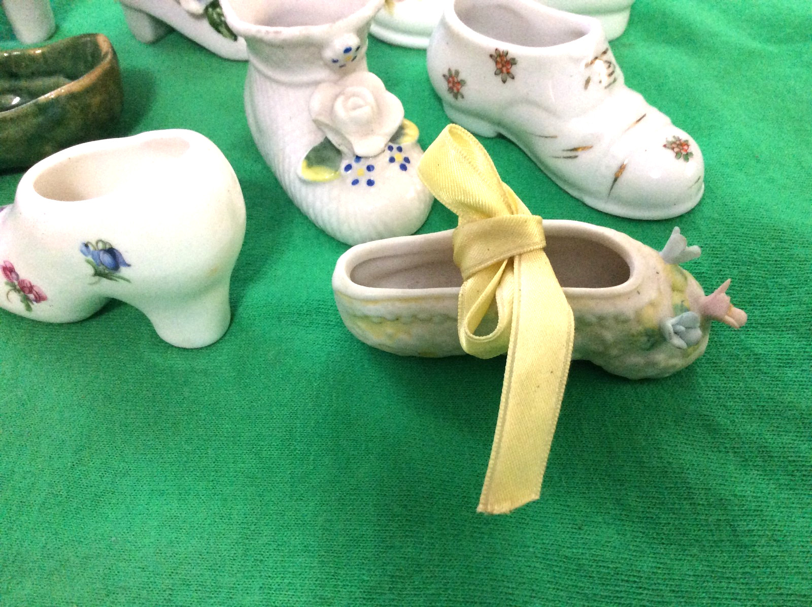 11 pc Lot Miniature Porcelain Shoes Boots Victorian + Baby Bootie Ballet Japan