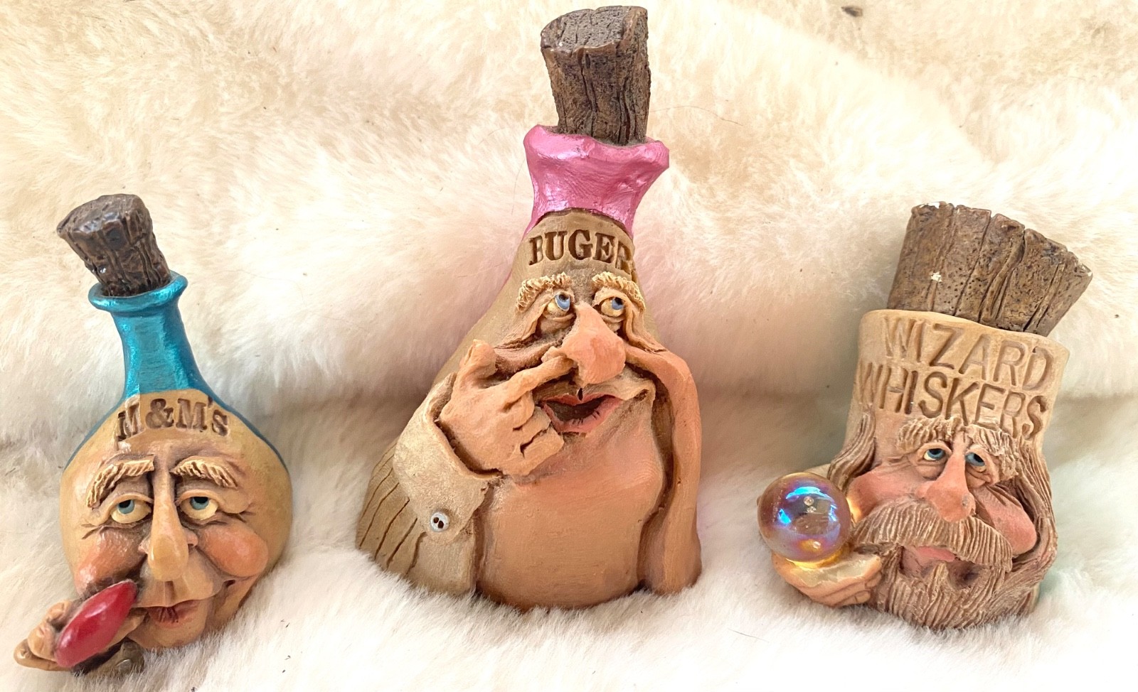 Vintage FRUMPS Character Bottle Figurines Wizard Whiskers Bugers M&M D&D Studios