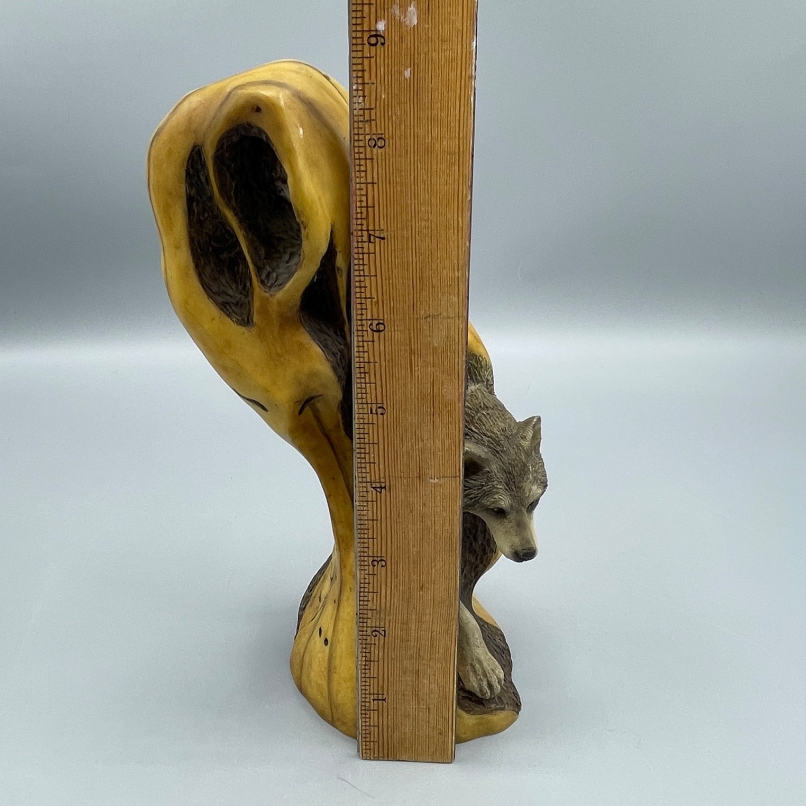 Desiree Hajny 8.75″ Wolf Wood/Resin Sculpture Signed and Dated 2000