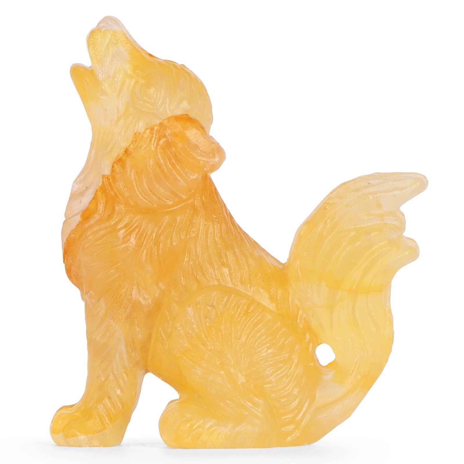 Citrine Crystal Wolf Figurine 2.0 Inch Healing Stone Hand Carved Sculpture