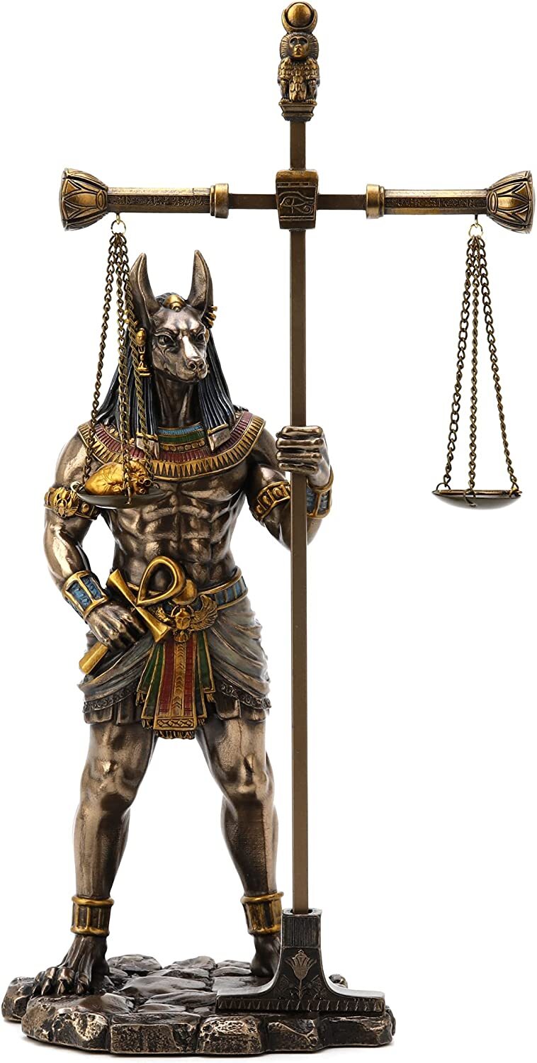 13″ Anubis Weighing The Heart On Scale Resin Sculpture Bronze Finish Egyptian St