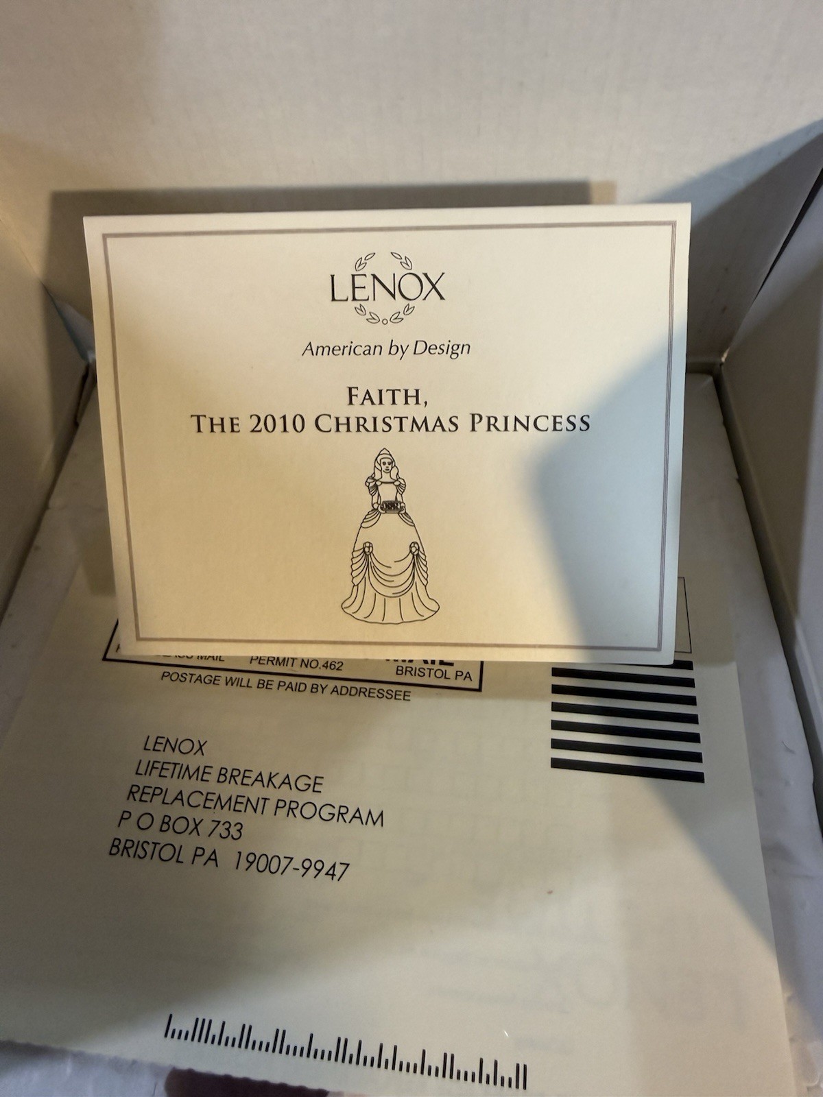 NEW Limited Edition Lenox 2010 FAITH Christmas Princess Fine Porcelain W/COA