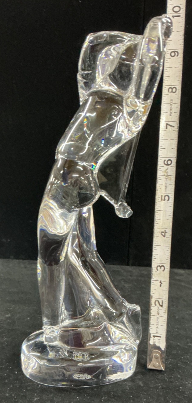 Baccarat France Signed Crystal Golf Figure 9.5″ Male Swinging Club