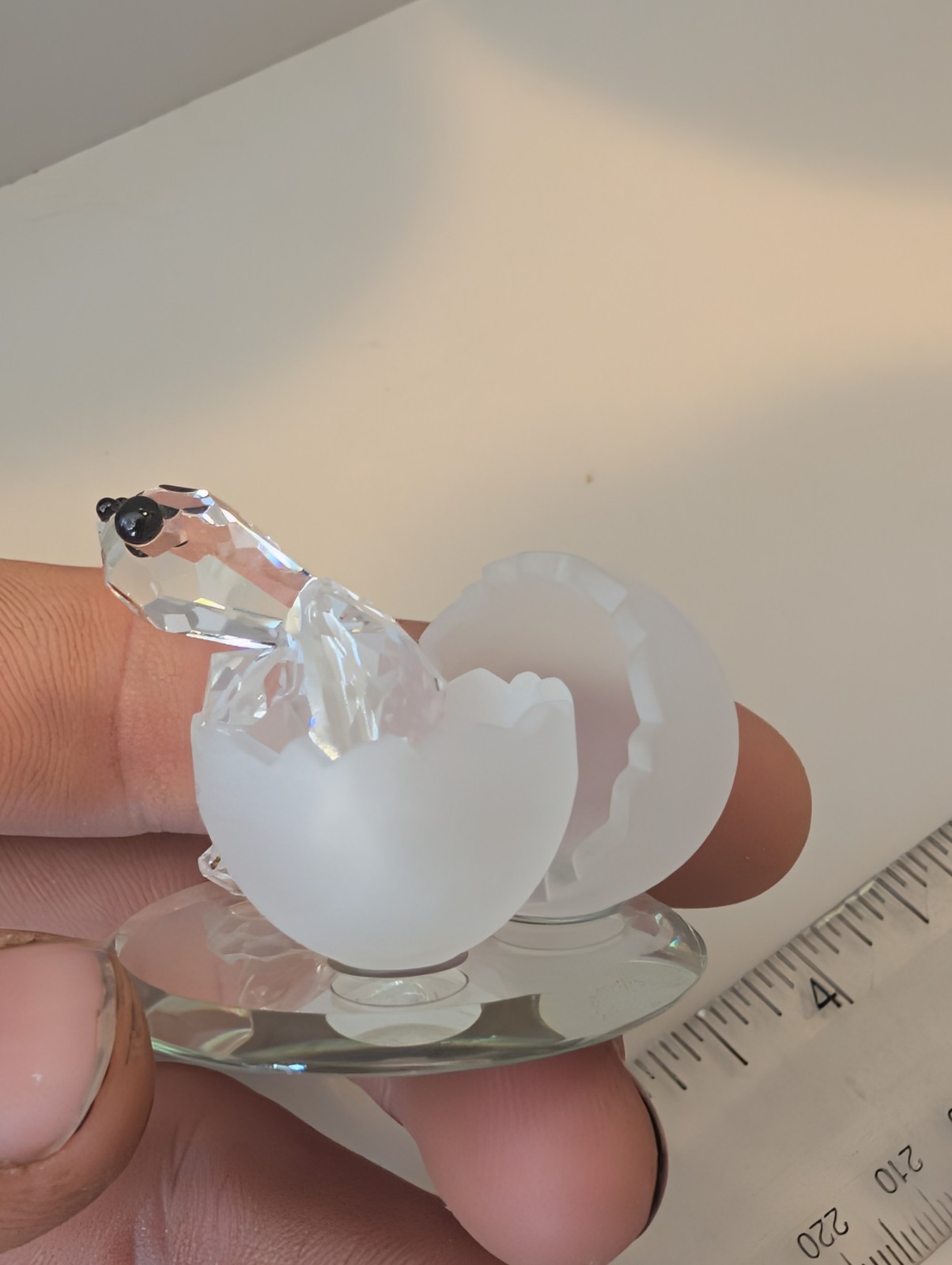 Crystal World Spring Chick In Egg Figurine Mirrored Base Glass Hatching Bird