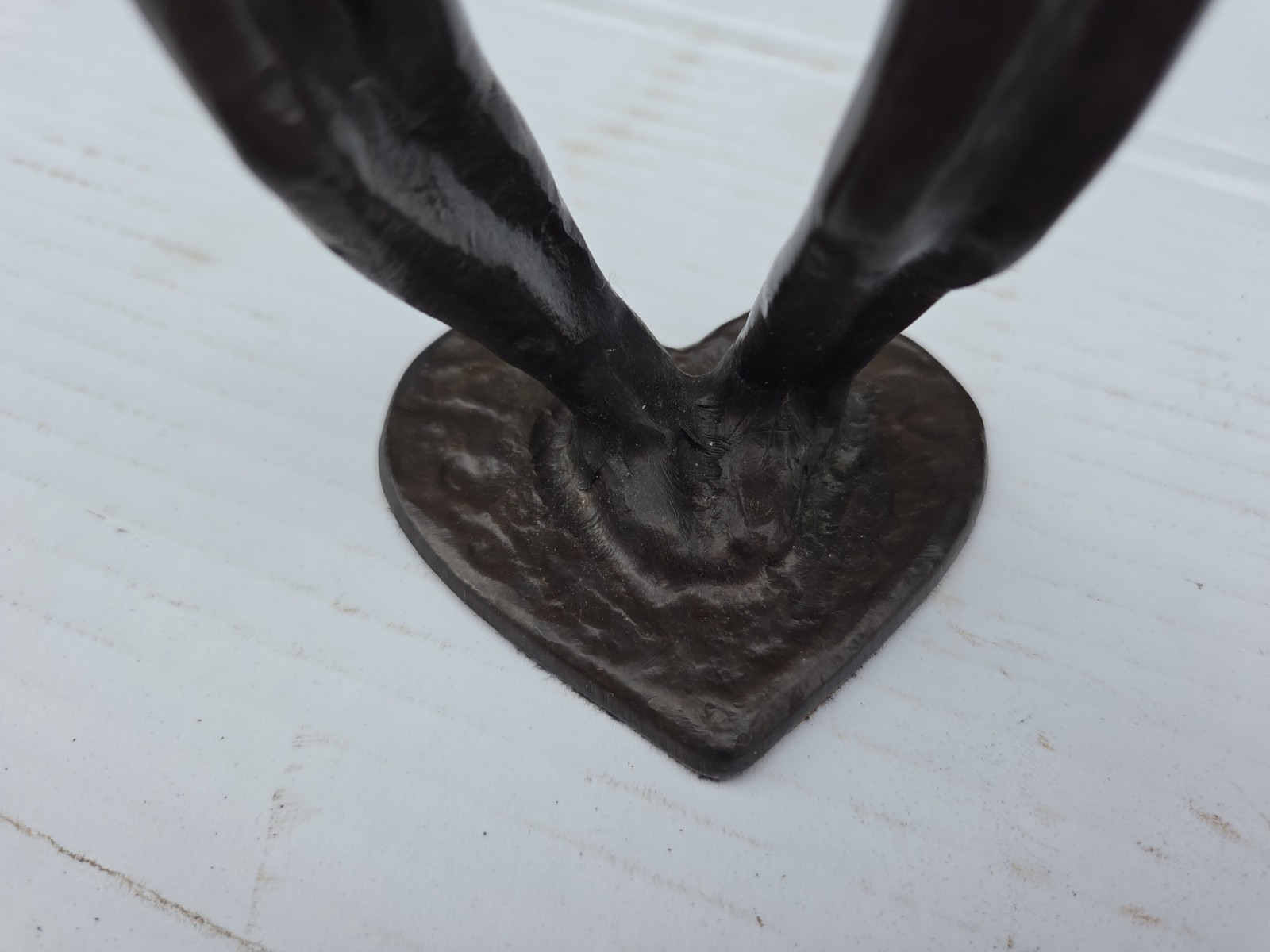 Vintage Contemporary Abstract Bronze Sculpture – Romantic Couple “Shared Heart”,