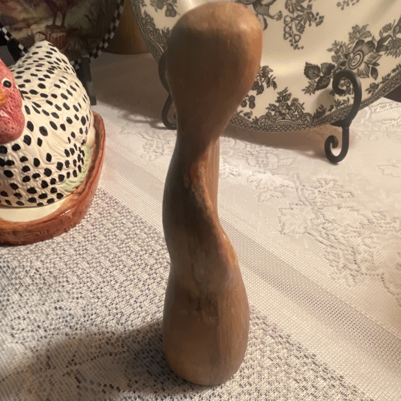 Handmade Abstract People Figurine Brown Wood-Finished Sculpture Art Decor