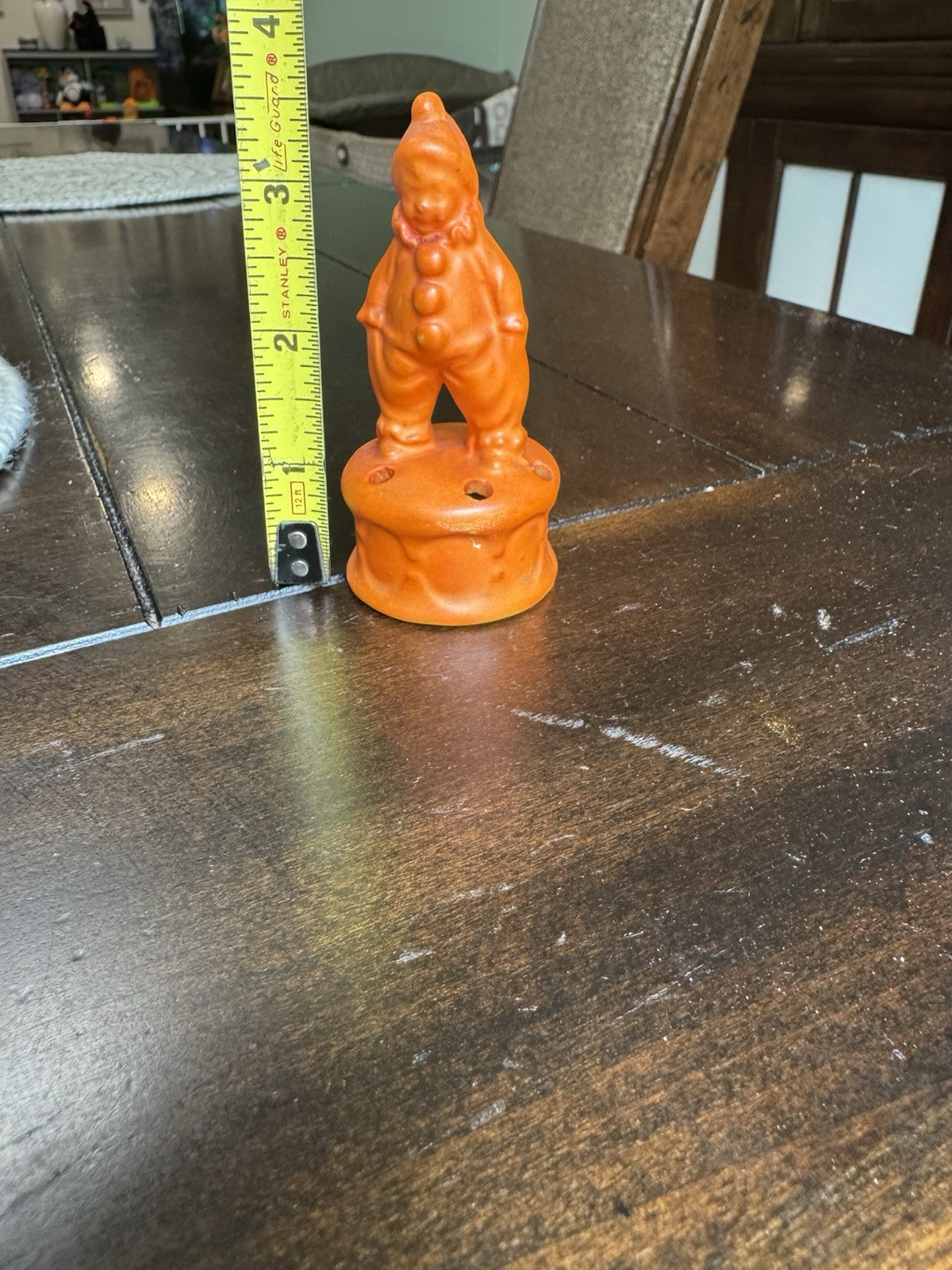 Antique Germany Orange Porcelain Clown Flower Holder RARE Halloween Collectible