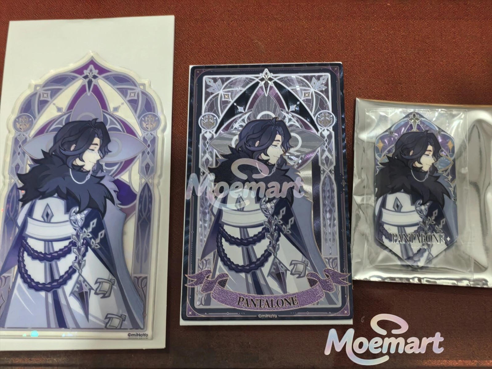 Official Genshin Impact Fatui Pantalone PVC Figure Acrylic Stand Badge Card Set