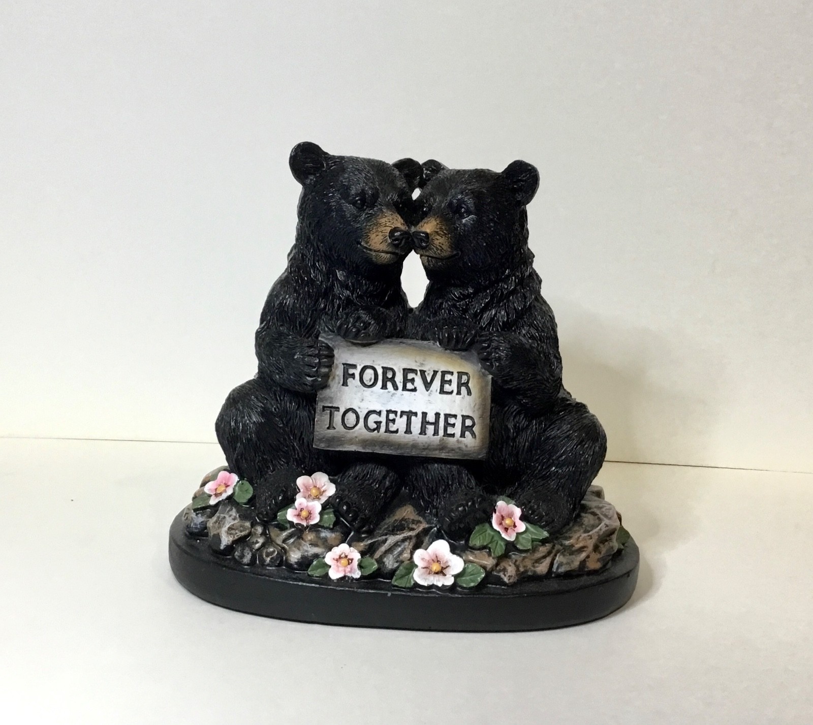 Black Bears Forever Together Figurine Resin Cabin Home Accent Nice!
