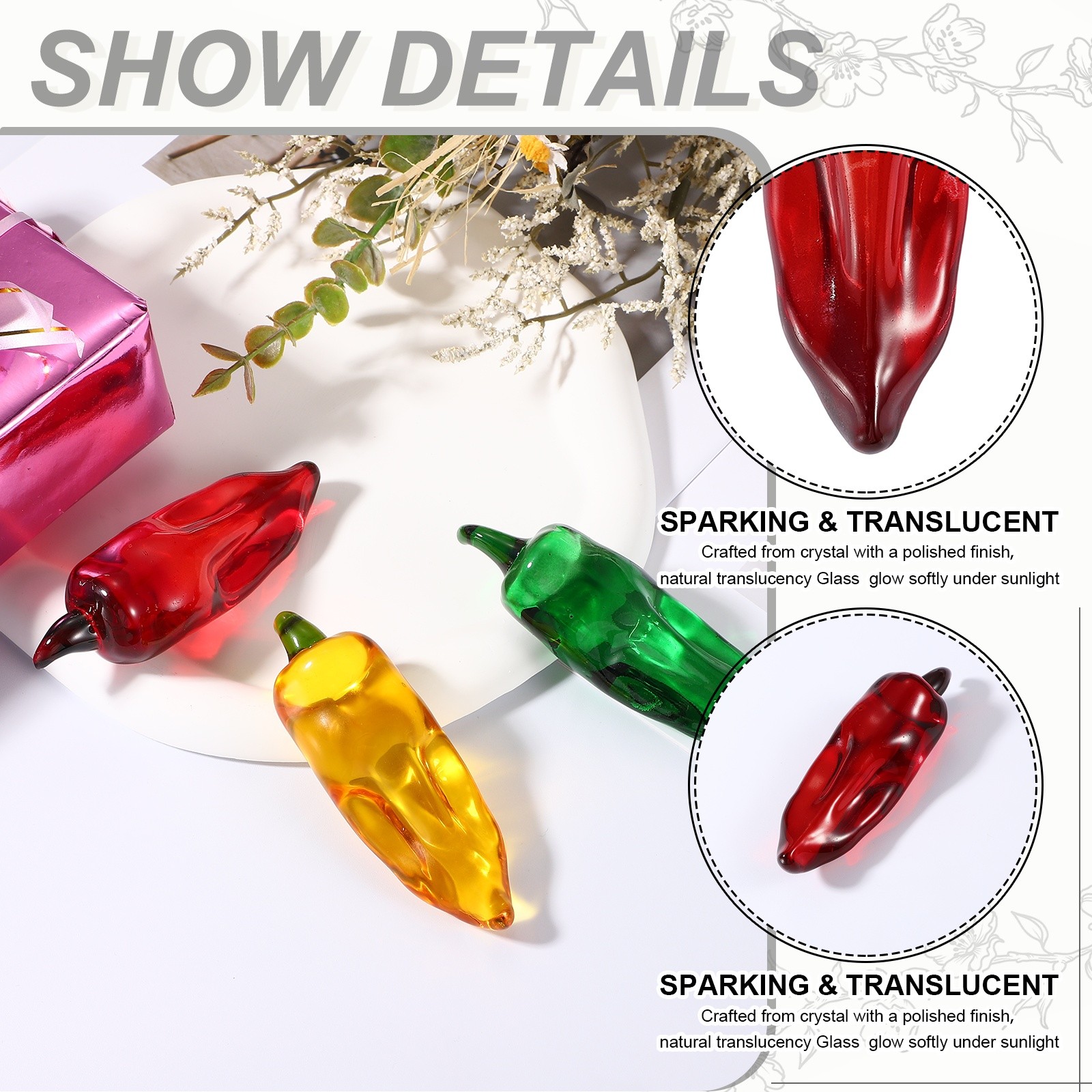Glass Chili Crystal Handmade Blown 3.66 Inch Glass Decoration Ornament Red