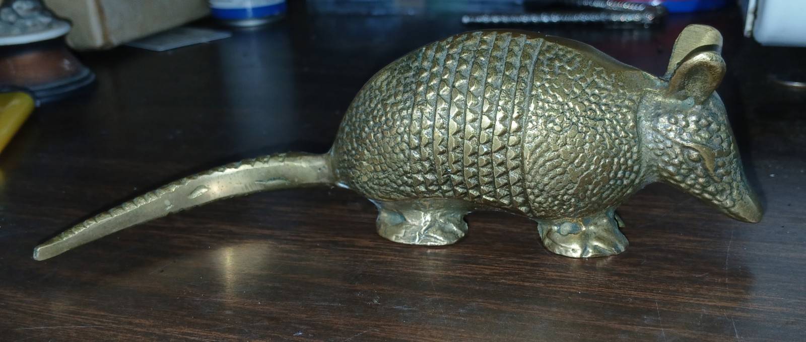 Metallic Gold Metal Armadillo Figurine Animal Decorative Collectible