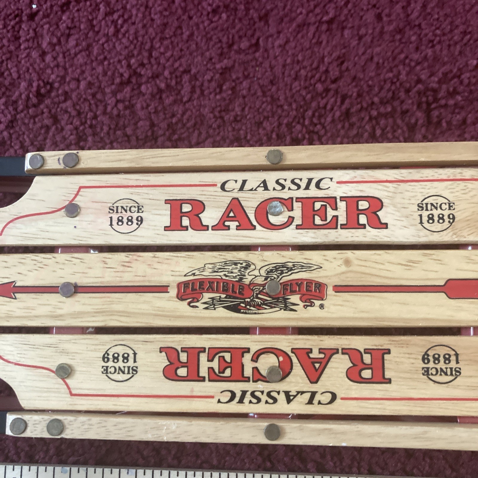 Flexible Flyer 12″ CLASSIC RACER MINIATURE 1889 SLED Replica Wood Metal