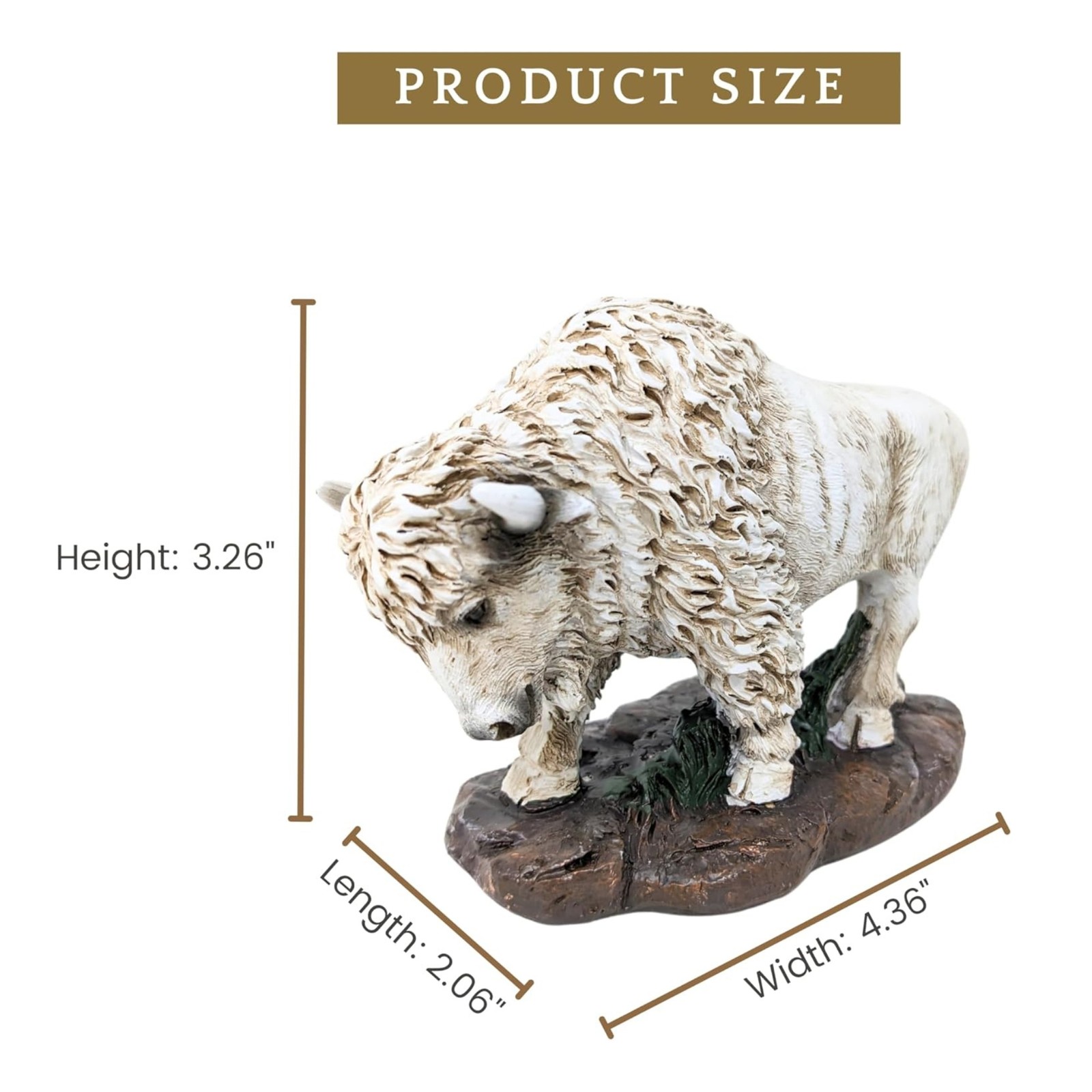Small White Bison Figurine – Lifelike Resin Buffalo Décor for Home or Office