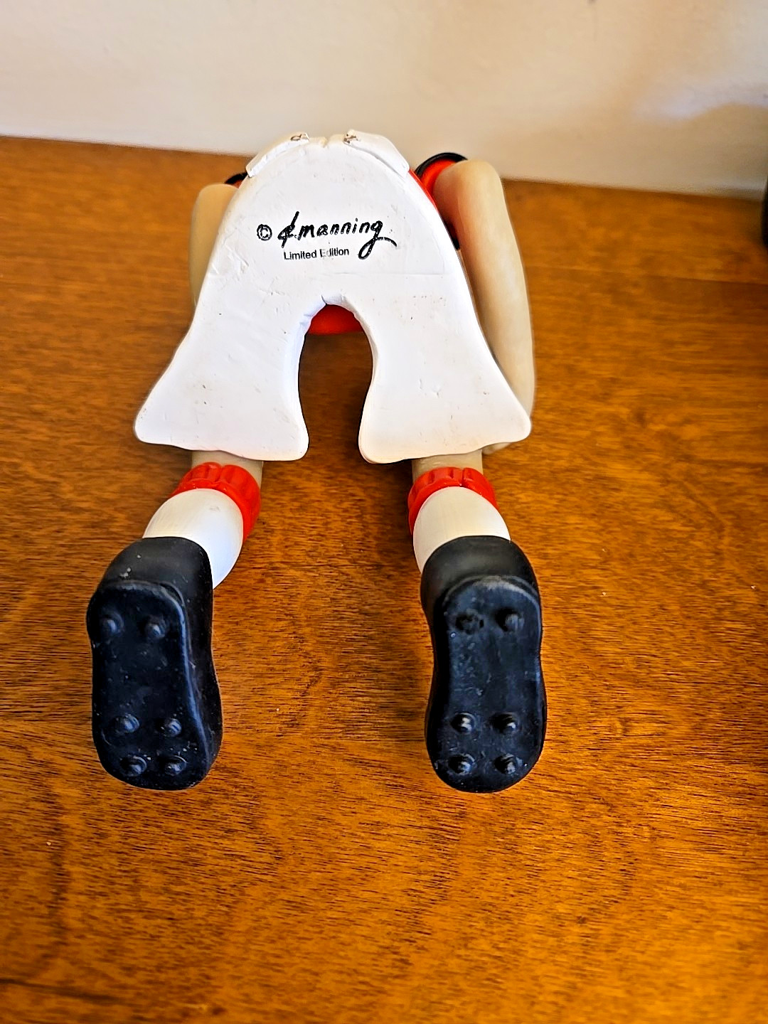 Edge Sitter Figurine • Soccer Player • Handmade Clay Composite – D. Manning