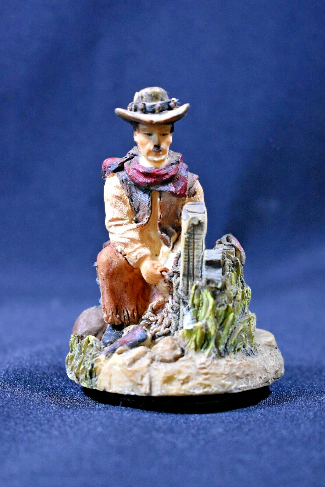 Vintage Hand-painted Resin Cowboy Figurine 3 1/2 inches tall