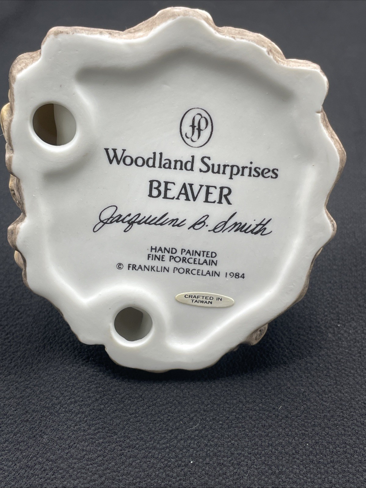 Franklin Mint 1984 Woodland Surprises BEAVER Hand Painted Jacqueline B Smith