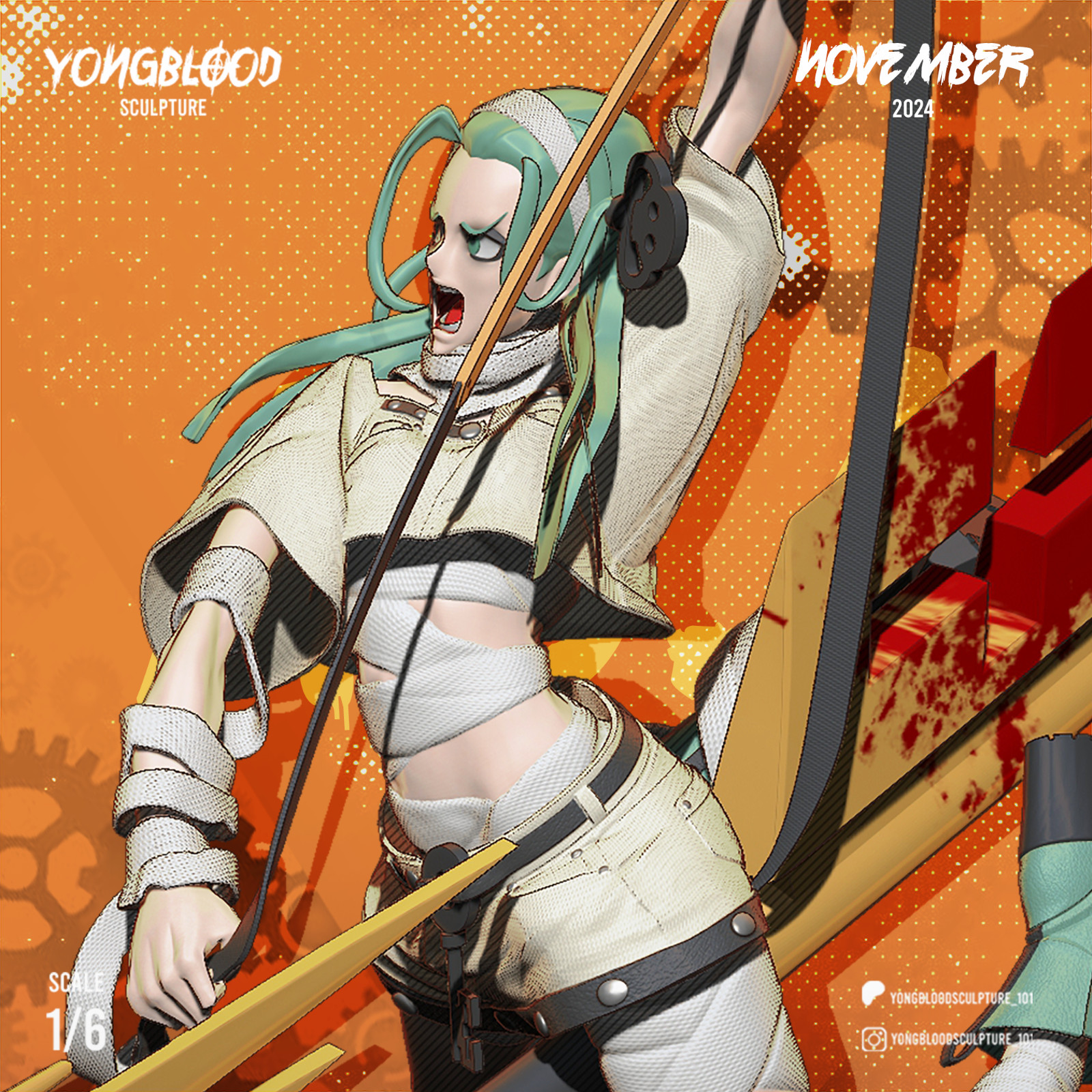 Aba Figurine Guilty Gear Hand Painted Model / DIY Kit 18 pcs
